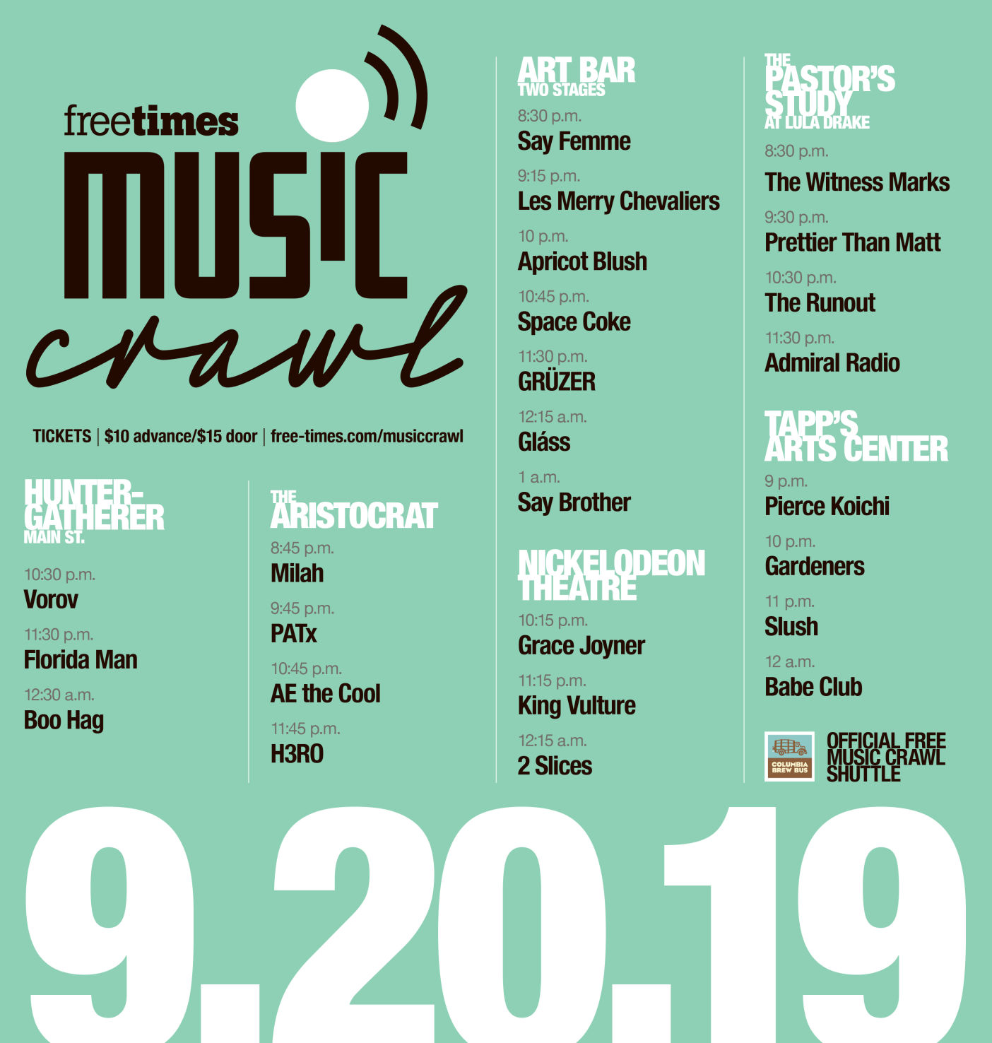 Music Crawl Lineup 2019